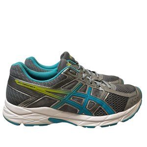 Asics Gel Contend 4 Running Shoes Womens Size 9.5 Gray Teal Ortholite Sneakers